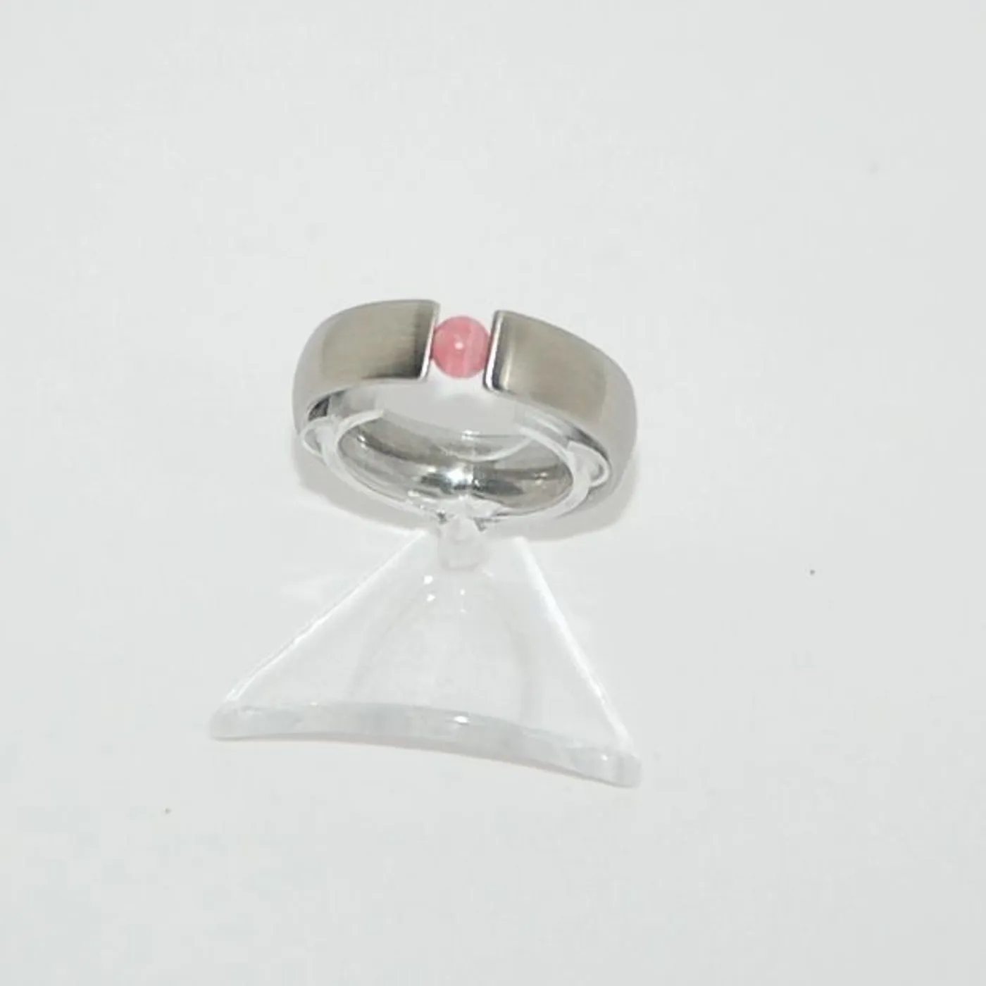 Edelstahlspann Ring mit Rhodochrosit ca. 4mm AAA 